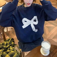Blue Bow Printed Sweatshirt
