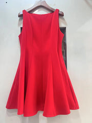 Solid O Neck Sleeveless A-line Mini Dress