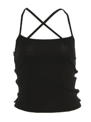 Backless Criss-Cross Strappy Detail Crop Top