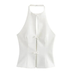 Bow Slit Vest Tank Top