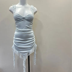 Lace Ruffle Hem Ruched Night Dress