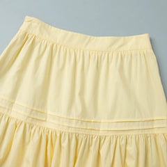 Yellow Ruched Strapless Crop Top And Maxi Skirt Set