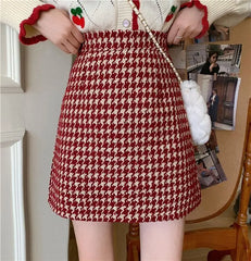 Gingham Plaid High Waist Mini Pencil Skirt Free From Label