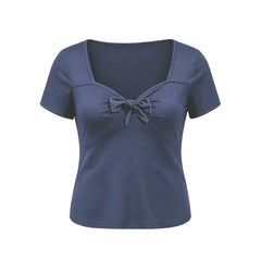 Front Bow Knot Short Sleeve T-Shirt