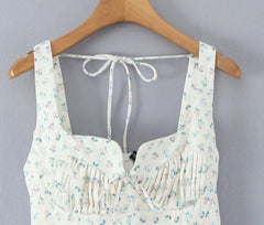 White Floral Smocked Flare Mini Dress