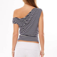 Striped Off Shoulder T-Shirt