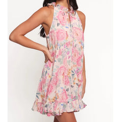 Floral dress with pink roses 