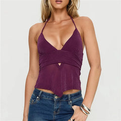 Halter Low Cut Peplum Ruffle Top