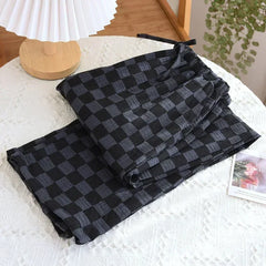 Printed Crepe Cotton Straight Drawstring Trousers