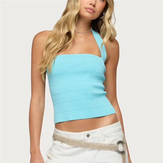 Horizontal Bandage Halter Crop Top