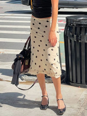 White Polka Dot Midi Skirt