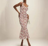 Cherry Print Strap Midi Dress