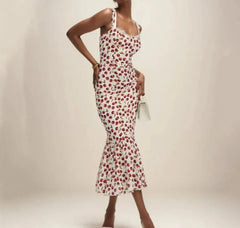 Cherry Print Strap Midi Dress - Free From Label