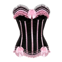 Satin Bow Lace Strapless Corset Top
