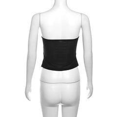 Black V-neck Mesh Corset Top - Free From Label