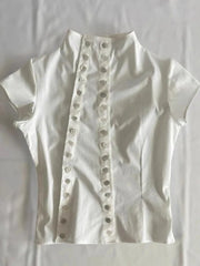 Stripe Short Sleeve Buttoned Shirt