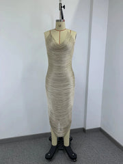 Halter Neck Tassel Fringe Midi Bandage Dress