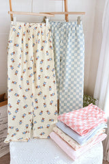 Printed Crepe Cotton Straight Drawstring Trousers