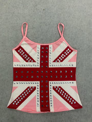 Flag Print Studded Cami Top
