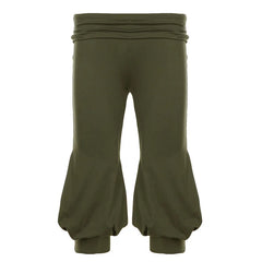 Solid Cuff Lantern Low Waist Cropped Pants