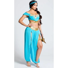 “Blue Arabian Nights two-piece cosplay costume inspired by Jasmine”