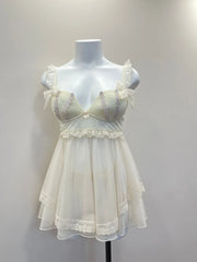 Red  See Through Mesh Push Up Nightgown