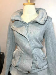 Grey Knit Zipper Moto Jacket
