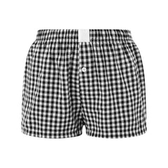 Elastic Waist Striped Plaid Print Shorts