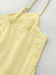 Yellow Floral Embellished Mini Dress