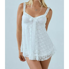 Lace Sweatheart Neck Lace Mini Slip Dress