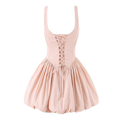 Pink Corset Bubble Hem Mini Dress