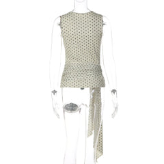 Polka Dot Waist Tie Tank Top