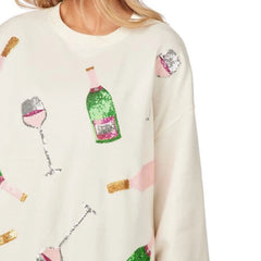 Christmas Glitter Wine Glasses Sweatshirt