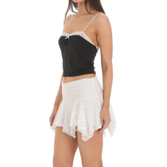 Lace Trim Spaghetti Strap Crop Top