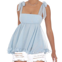 Bow Tied Ruffles Bodydoll Tank Top