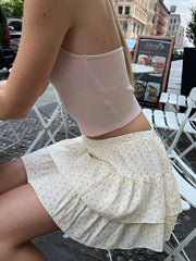 Floral Print Elastic Waist Mini Skirt