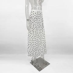 Sheer Polka Dot Midi Skirt