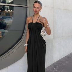 Halter Drape Long Dress