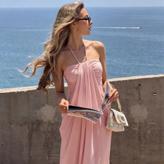 Halter Drape Long Dress