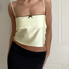 Satin Cami Bow Backless Tie-Up Top Free From Label