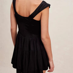 Ruffle Strap A Line Babydoll Graphic Mini Dress