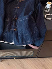 Denim  Plaid Patchwork Jacket