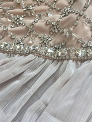 Grey Rhinestone Waist Band Detail Tie Up Backless Mesh Maxi Dress