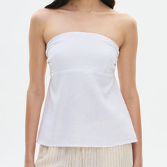 Strapless Peplum Back Tie Up Bandeau Top