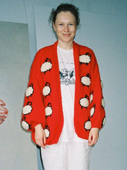 Sheep Embroidery Cardigan