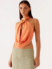 Orchid Halter Drape Neck Top