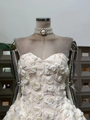 Floral Embroidered Strapless Mini Dress