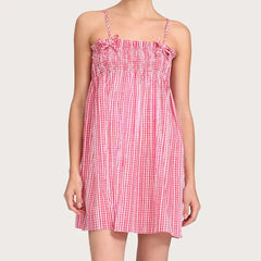 Striped Print Smocked Spaghetti Strap Babydoll Mini Dress