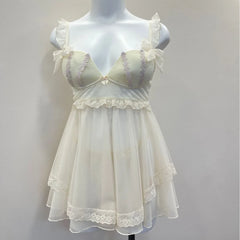 Red  See Through Mesh Push Up Nightgown