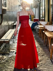 Red Strap Mesh Patchwork Maxi Dress
